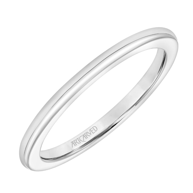 Artcarved Bridal Band No Stones Classic Wedding Band Audrey 18K White Gold