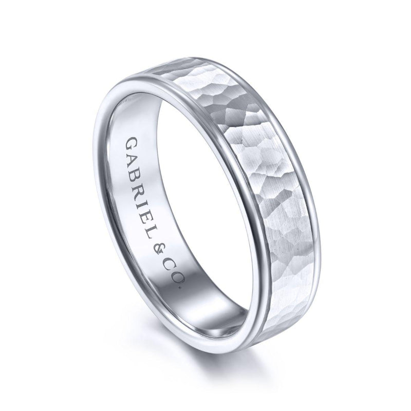 Gabriel & Co. 14k White Gold Signature Men's Wedding Band