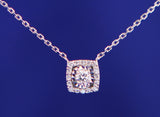 14k White Gold Square Diamond Pendant