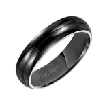 Triton Bevel Edge Dome Black Satin Center Wedding Band