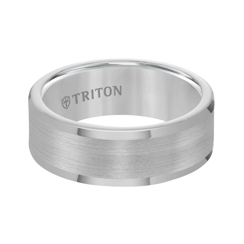 Triton Roll Edge Satin Finish Flat Center Wedding Band