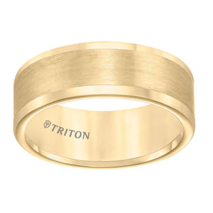 Triton Roll Edge Satin Finish Flat Center Wedding Band