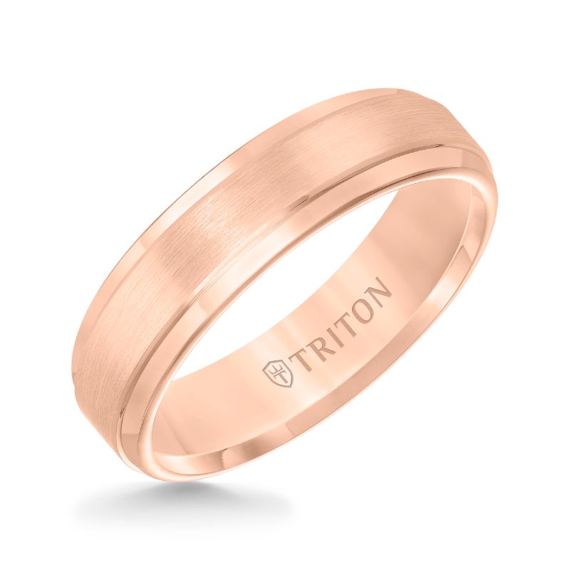 Triton Step Edge Satin Finish Center Classic Wedding Band