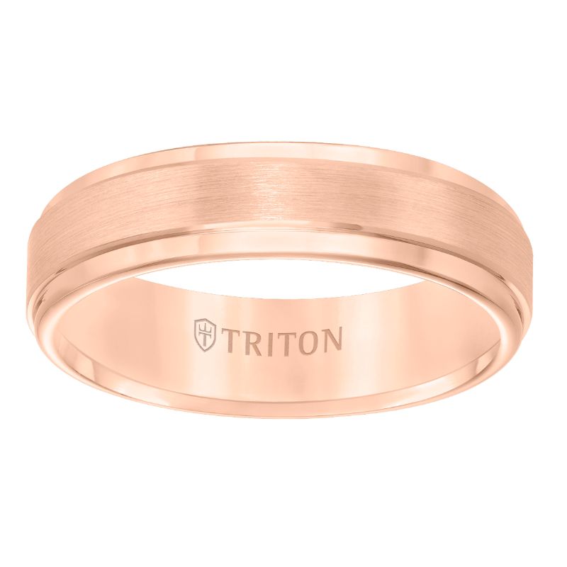 Triton Step Edge Satin Finish Center Classic Wedding Band