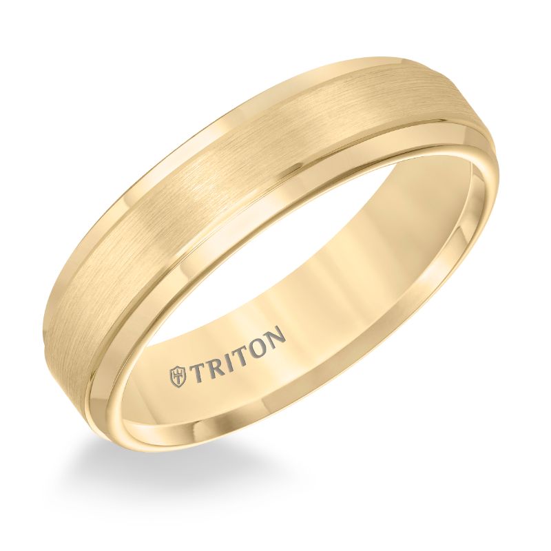 Triton Step Edge Satin Finish Center Classic Wedding Band