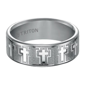 Triton Laser Finish Roll Edge Contemporary Wedding Band