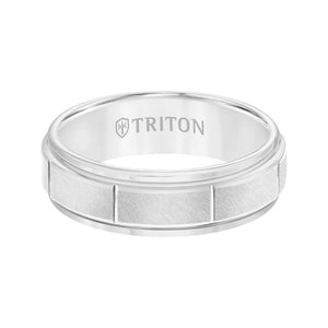 Triton Step Edge Vertical Cut Center Wedding Band