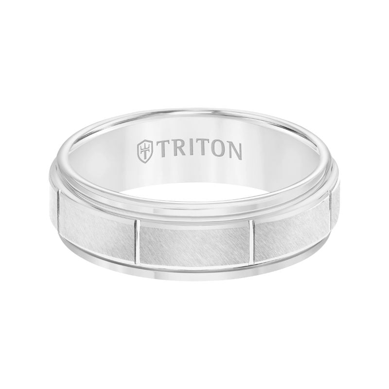 Triton Step Edge Vertical Cut Center Wedding Band