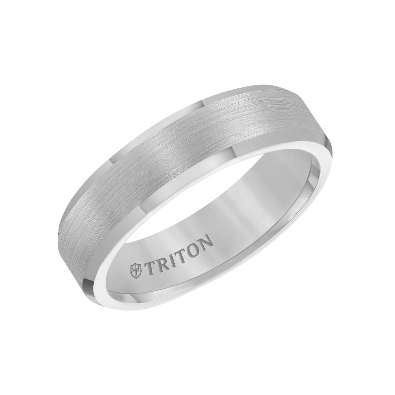 Triton Bevel Edge Satin Center Classic Wedding Band