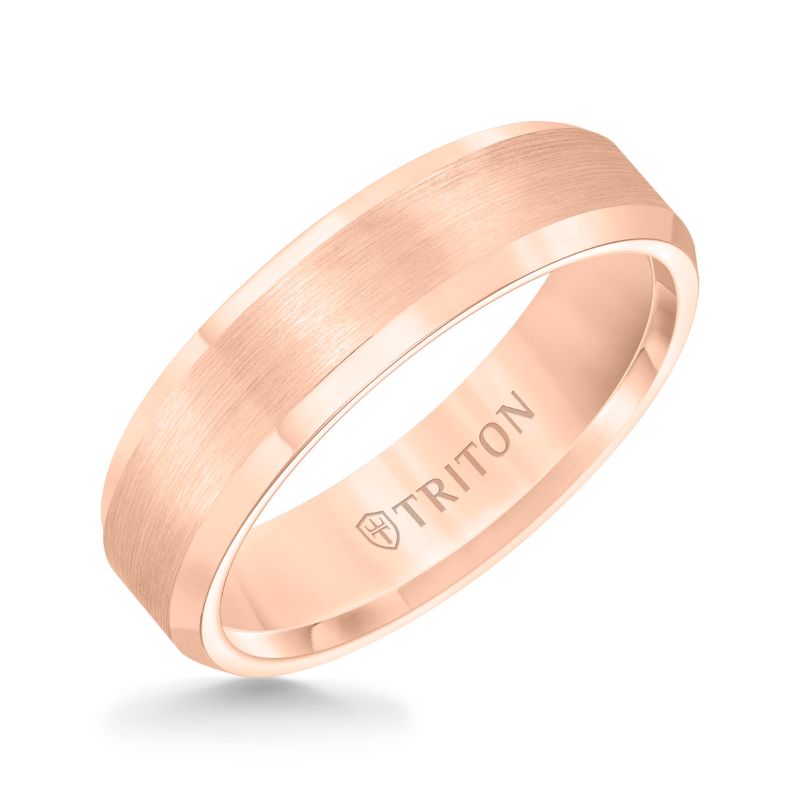 Triton Bevel Edge Satin Center Classic Wedding Band