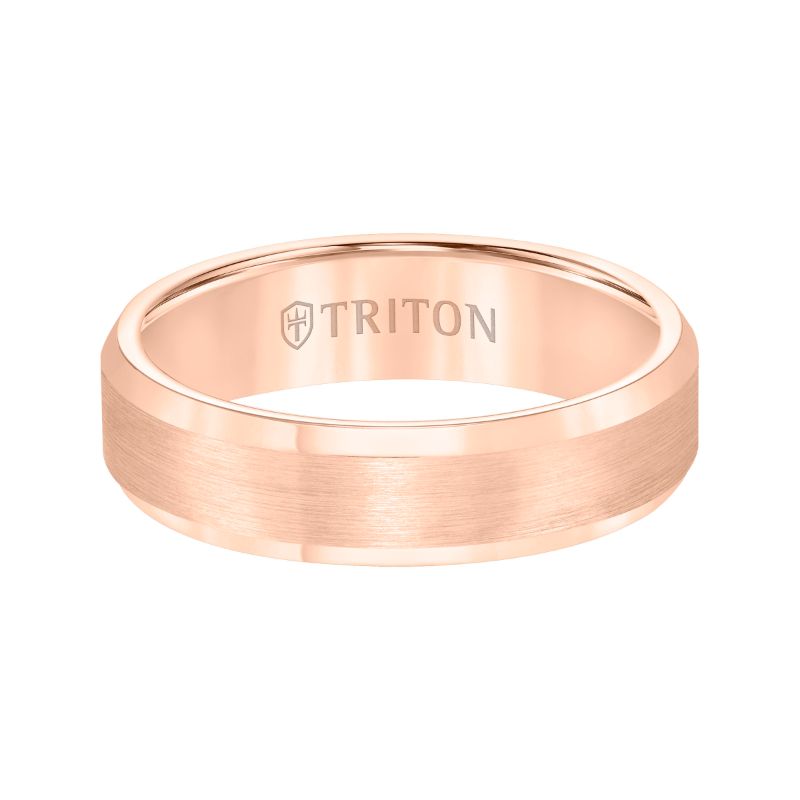 Triton Bevel Edge Satin Center Classic Wedding Band