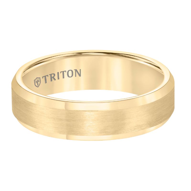 Triton Bevel Edge Satin Center Classic Wedding Band