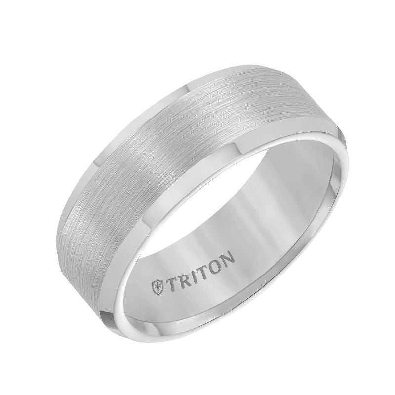 Triton Bevel Edge Satin Finish Center Wedding Band