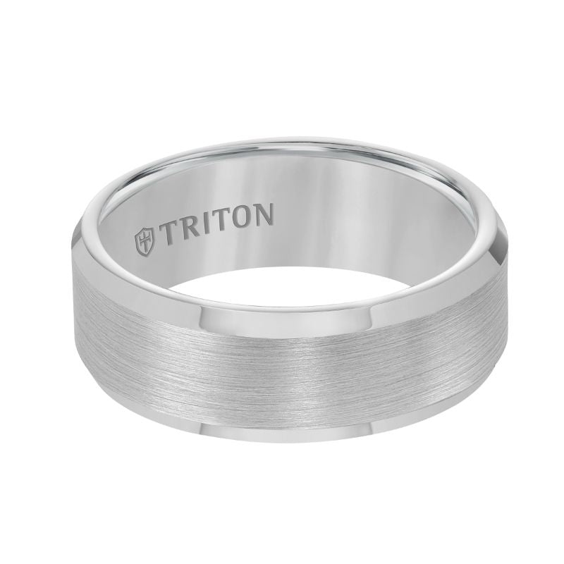 Triton Bevel Edge Satin Finish Center Wedding Band