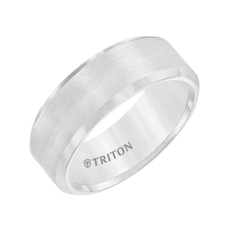 Triton Bevel Edge Satin Finish Center Wedding Band