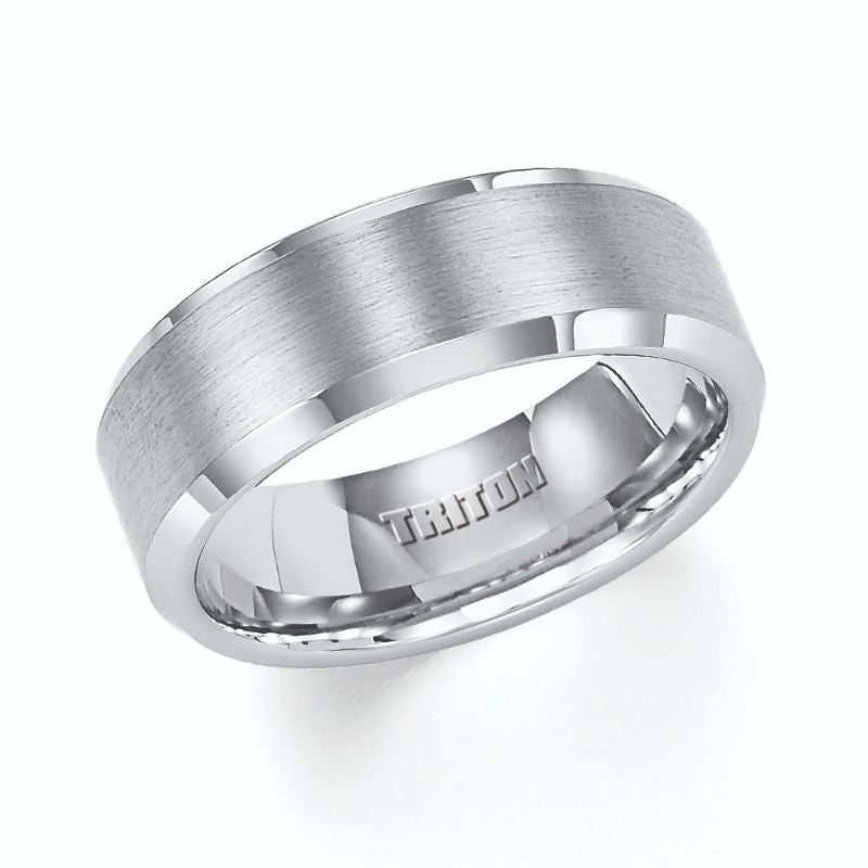 Triton Bevel Edge Satin Finish Center Wedding Band