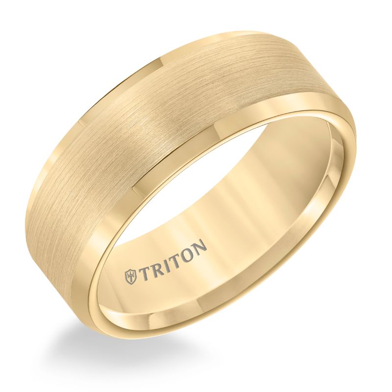 Triton Bevel Edge Satin Finish Center Wedding Band