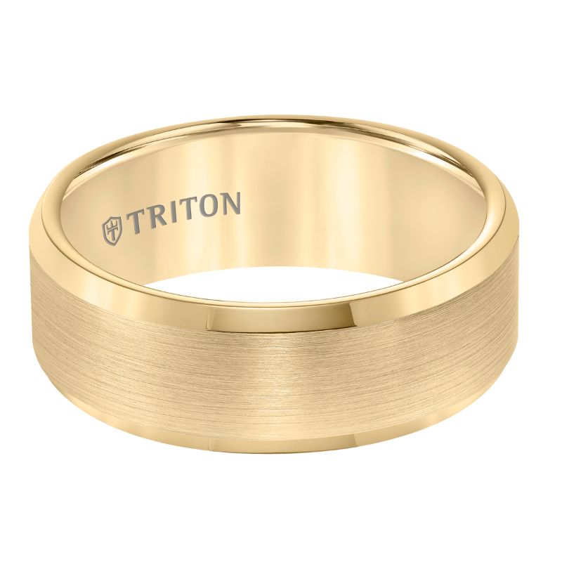 Triton Bevel Edge Satin Finish Center Wedding Band