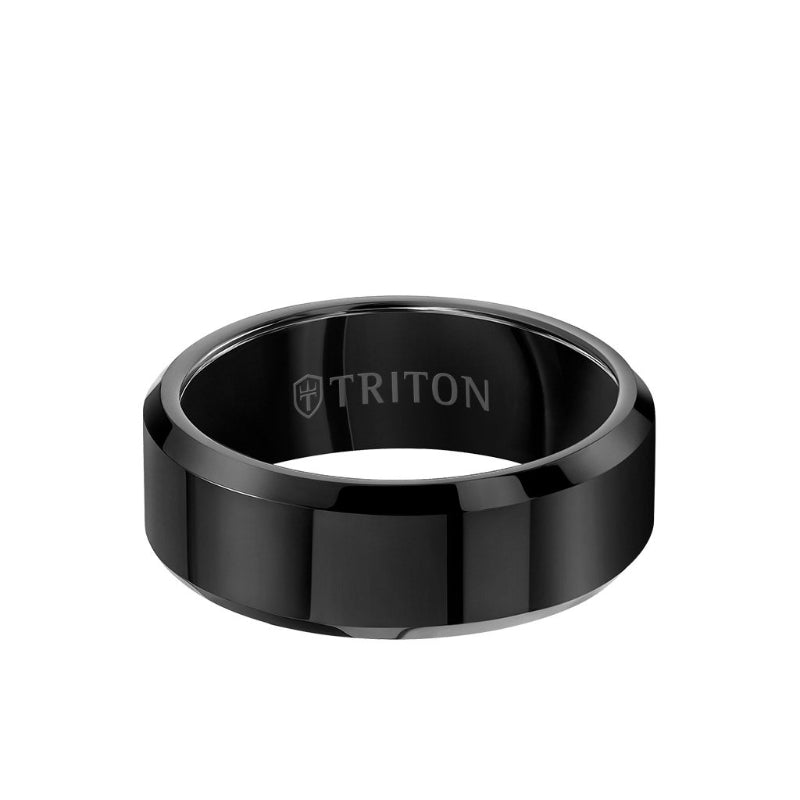 Triton Bevel Edge Bright Finish Contemporary Wedding Band