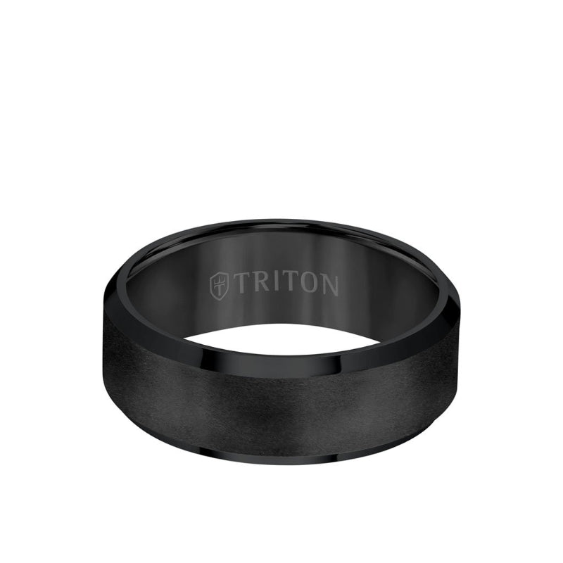 Triton Bevel Edge Satin Center Classic Wedding Band