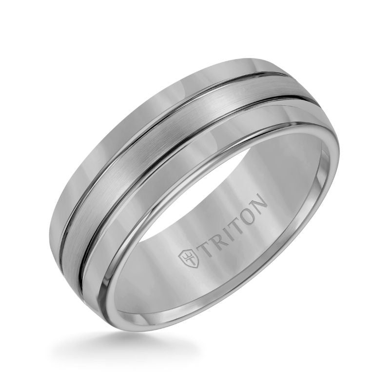 Triton Bevel Edge Bright Finish Contemporary Wedding Band