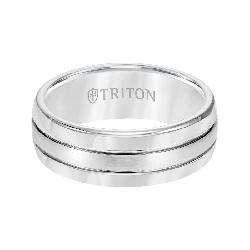 Triton Bevel Edge Bright Finish Contemporary Wedding Band