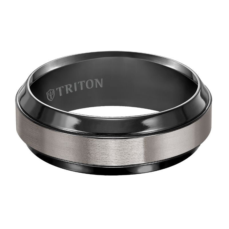 Triton Brush Finish Bevel Edge Contemporary Wedding Band