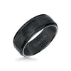 Triton Step Edge Hammered Center Wedding Band