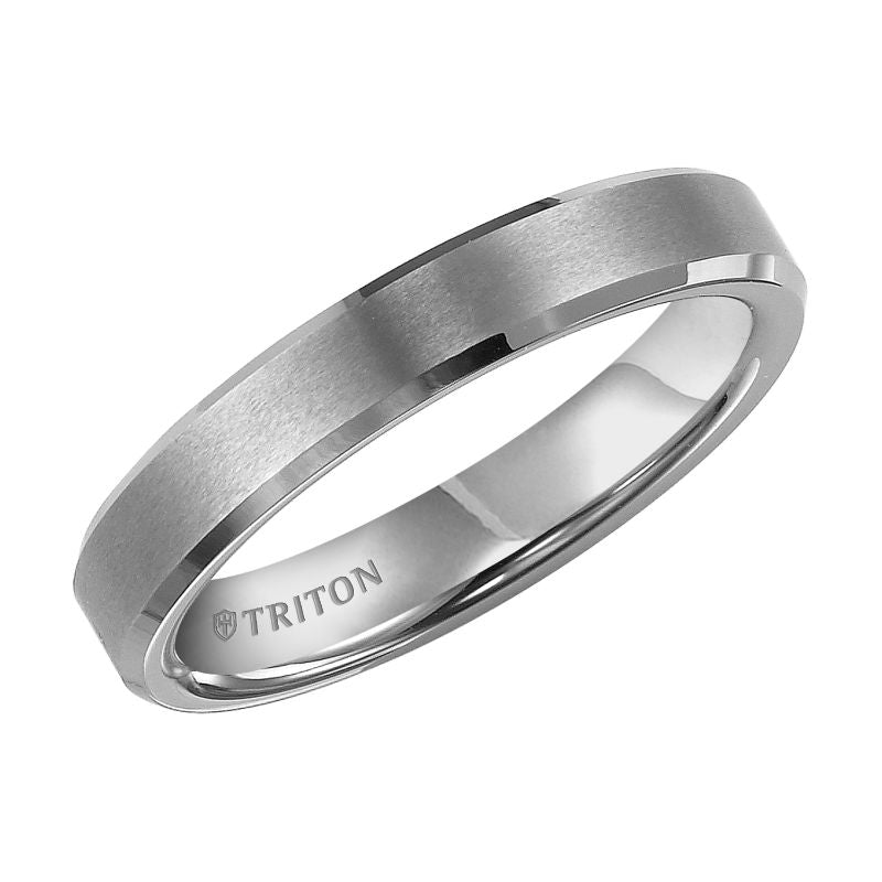 Triton Bevel Edge Bright Finish Classic Wedding Band