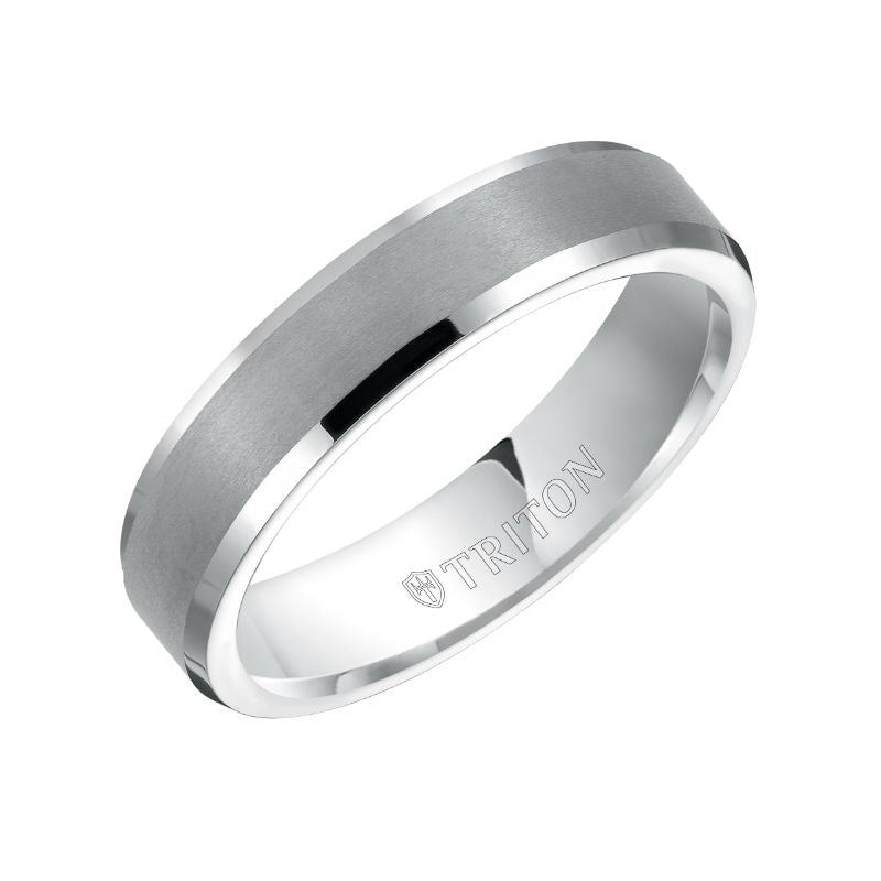 Triton Bevel Edge Bright Finish Classic Wedding Band