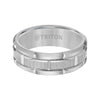 Triton Flat Edge Brick Pattern Center Wedding Band