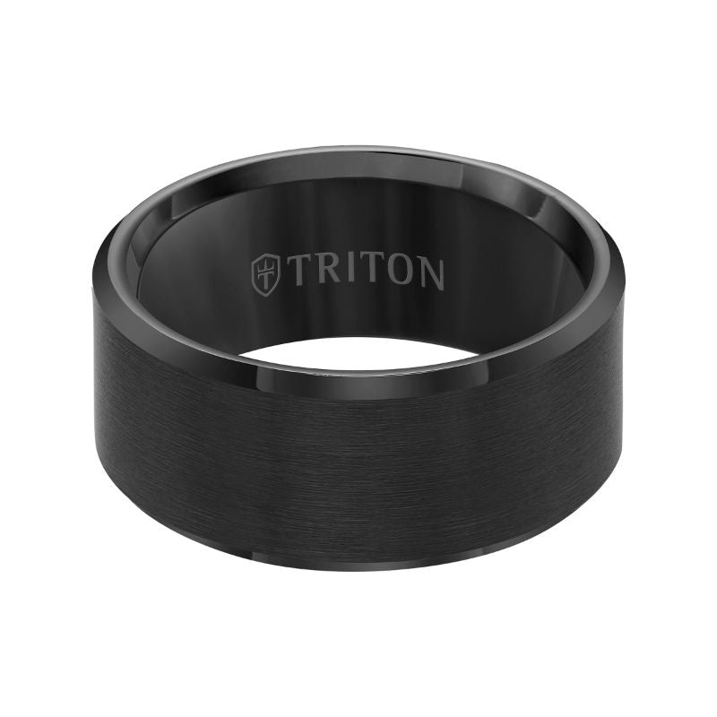 Triton Bevel Edge Satin Center Contemporary Wedding Band