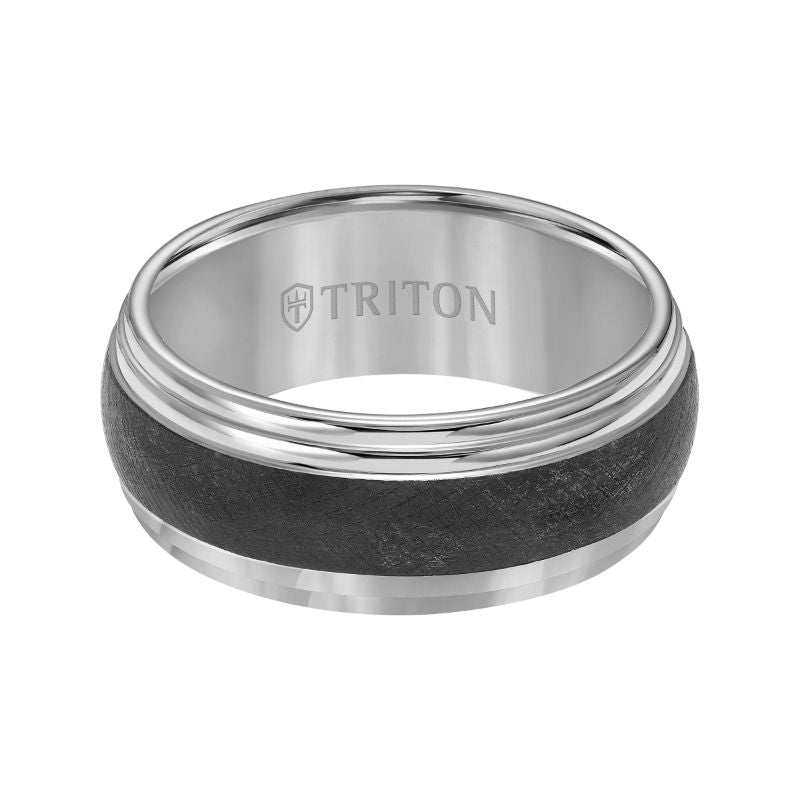 Triton Step Edge Domed Florentine Center Wedding Band