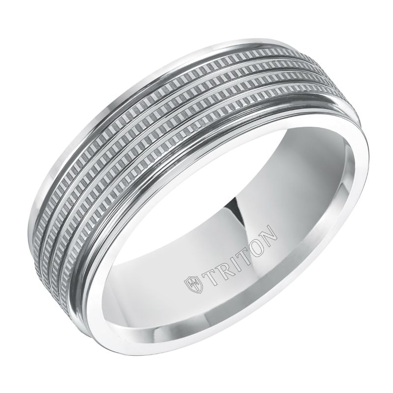 Triton Bright Finish Coin Edge Center Wedding Band