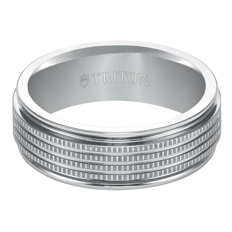 Triton Bright Finish Coin Edge Center Wedding Band