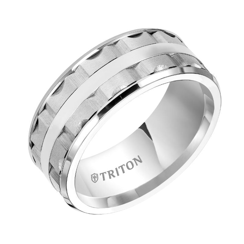 Triton Bevel Edge Matrix Contemporary Wedding Band