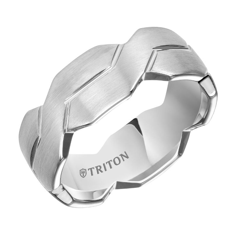 Triton Brush Finish Woven Edge Contemporary Wedding Band