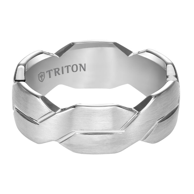 Triton Brush Finish Woven Edge Contemporary Wedding Band