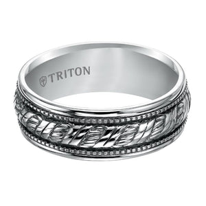 Triton Milgrain Finish Round Edge Wedding Band