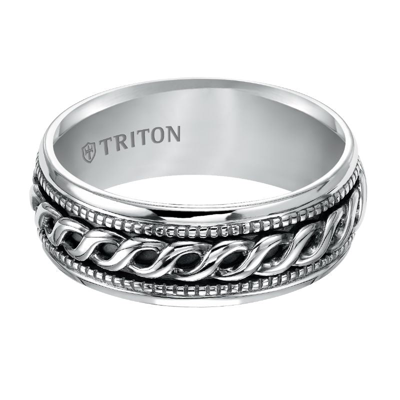 Triton MIlgrain Finish Rope Center Wedding Band