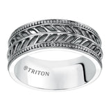 Triton Center Recessed Pattern Contemporary Wedding Band