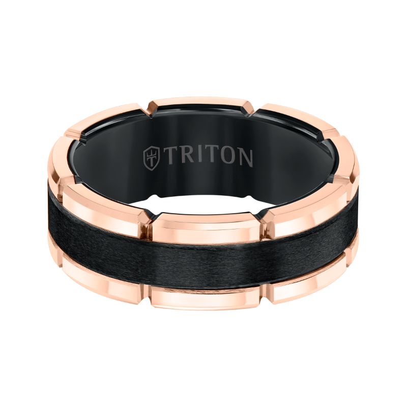 Triton Flat Flat Edge Stone Wedding Band