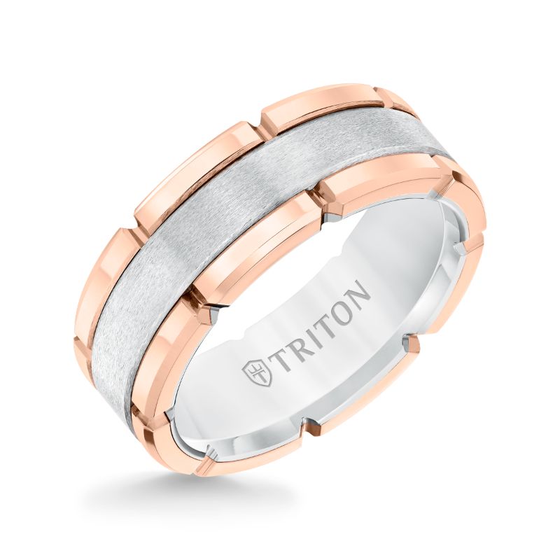 Triton Flat Flat Edge Stone Wedding Band