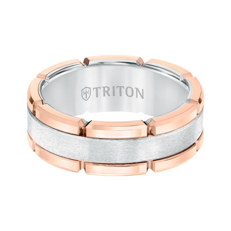 Triton Flat Flat Edge Stone Wedding Band