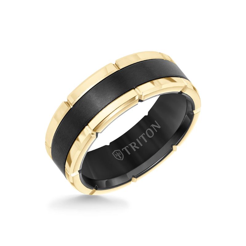 Triton Flat Flat Edge Stone Wedding Band