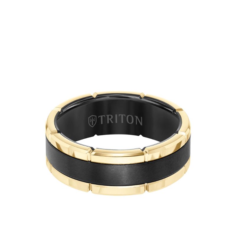 Triton Flat Flat Edge Stone Wedding Band