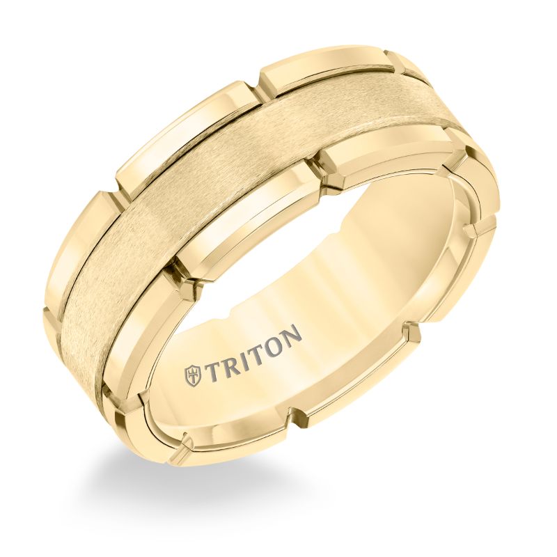 Triton Flat Flat Edge Stone Wedding Band