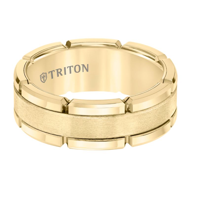 Triton Flat Flat Edge Stone Wedding Band