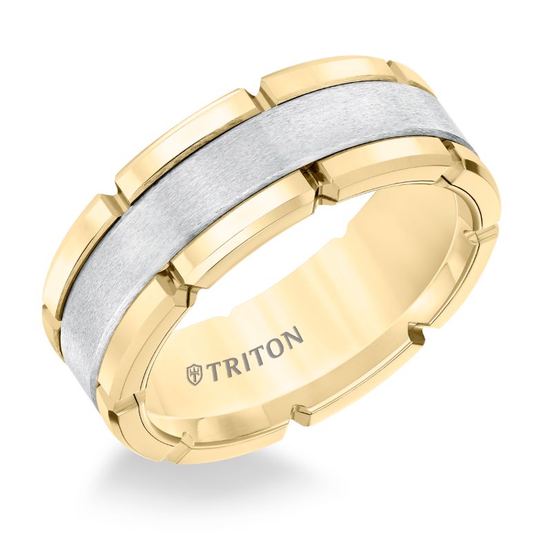 Triton Flat Flat Edge Stone Wedding Band