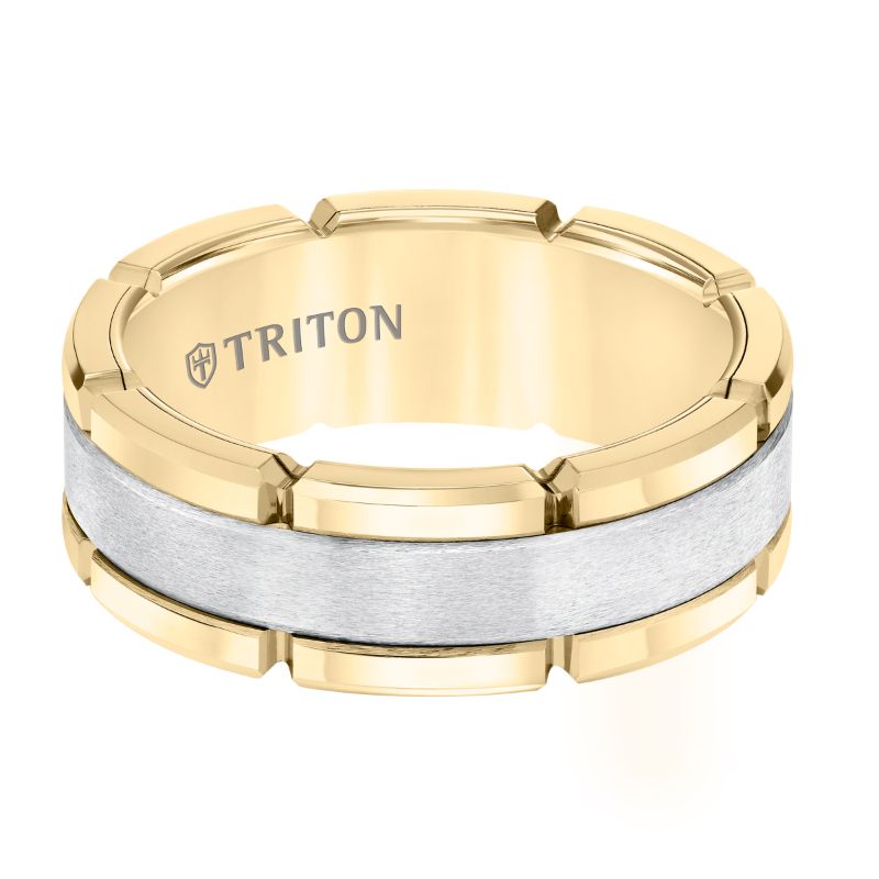 Triton Flat Flat Edge Stone Wedding Band